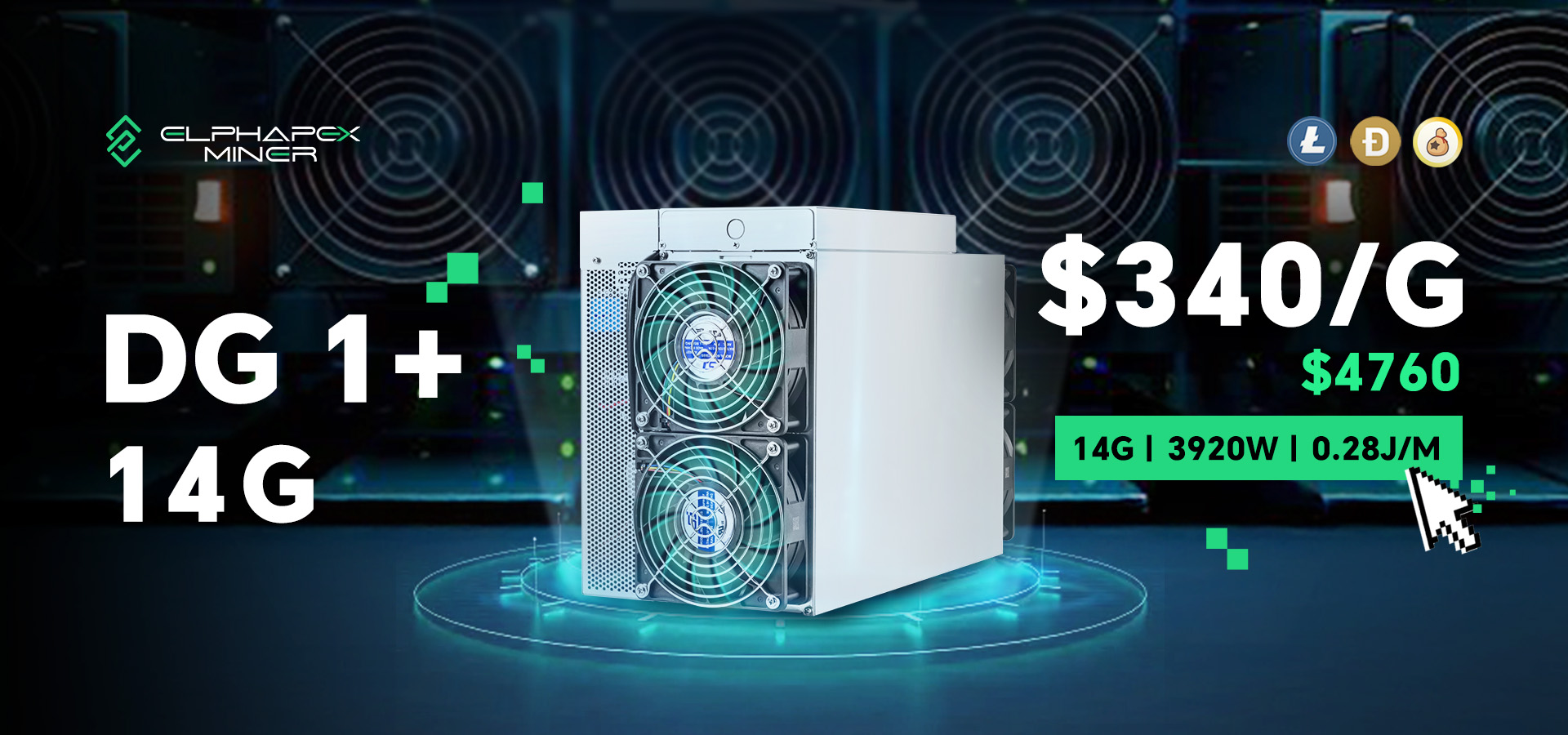 ElphaPex DG1+ Scrypt miner